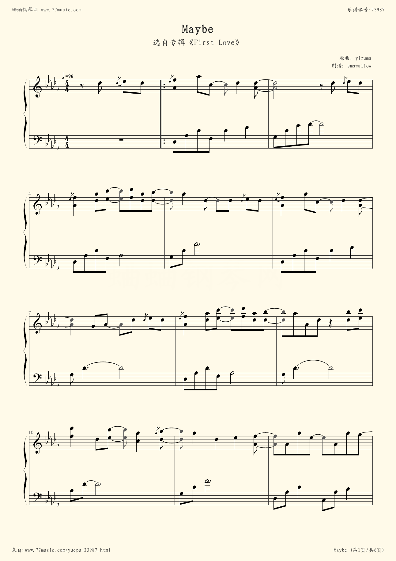 Maybe - Yiruma - Flash Piano Sheet Music Free