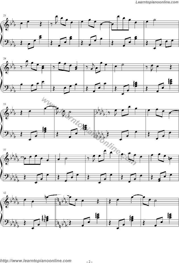 Papillon by celine dion Piano Sheet Music Free