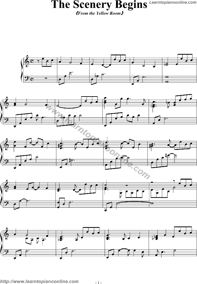 The Scenery Begins by Yiruma Piano Sheet Music Free