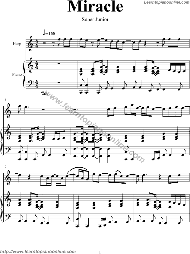 Miracle by Super Junior Piano Sheet Music Free