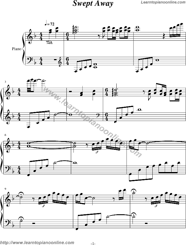 Swept Away by Yanni Piano Sheet Music Free