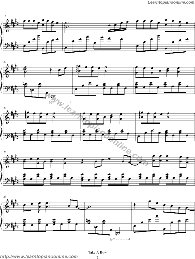 Take A Bow by Rihanna Piano Sheet Music Free