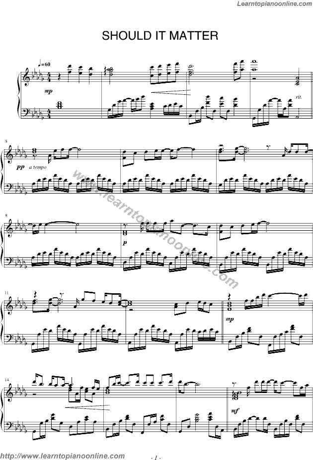 Should It Matter by Sissel Kyrkjebo Piano Sheet Music Free