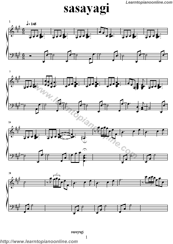 sasayagi by Yukie.Nishimura Piano Sheet Music Free