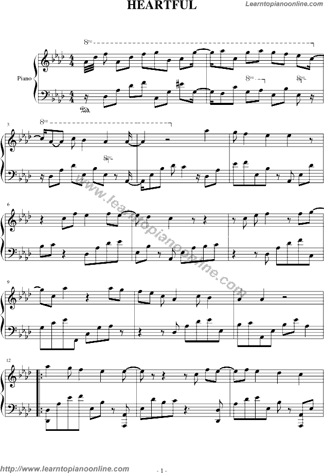 HEARTFUL by SUGAR Piano Sheet Music Free