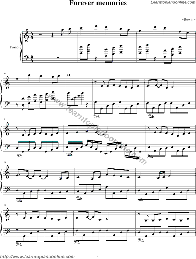 Forever memories by W-inds Piano Sheet Music Free