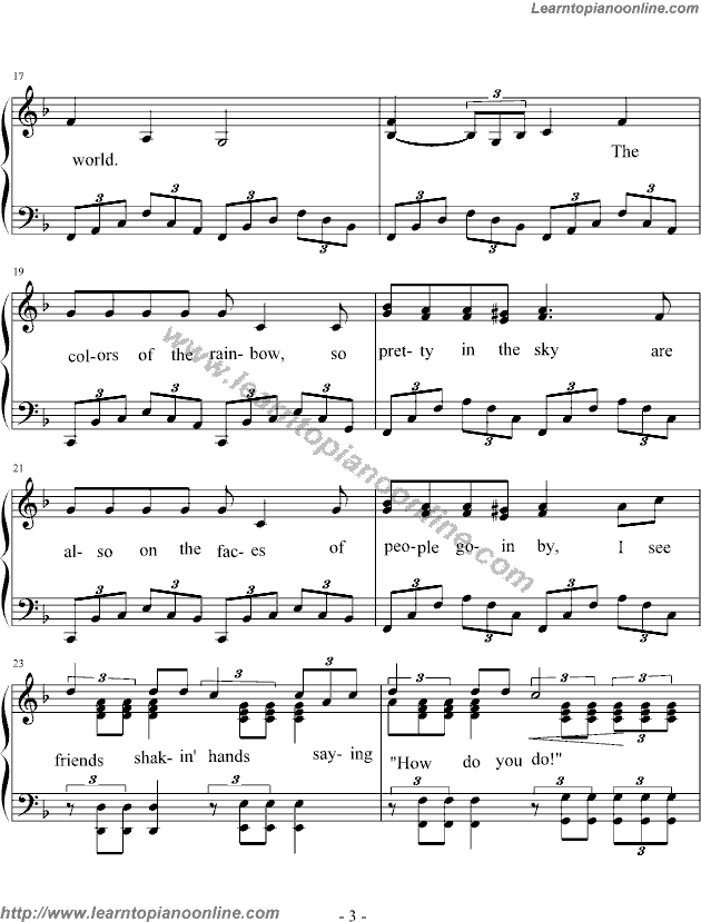 What A Wonderful World by Louis Armstrong Piano Sheet Music Free