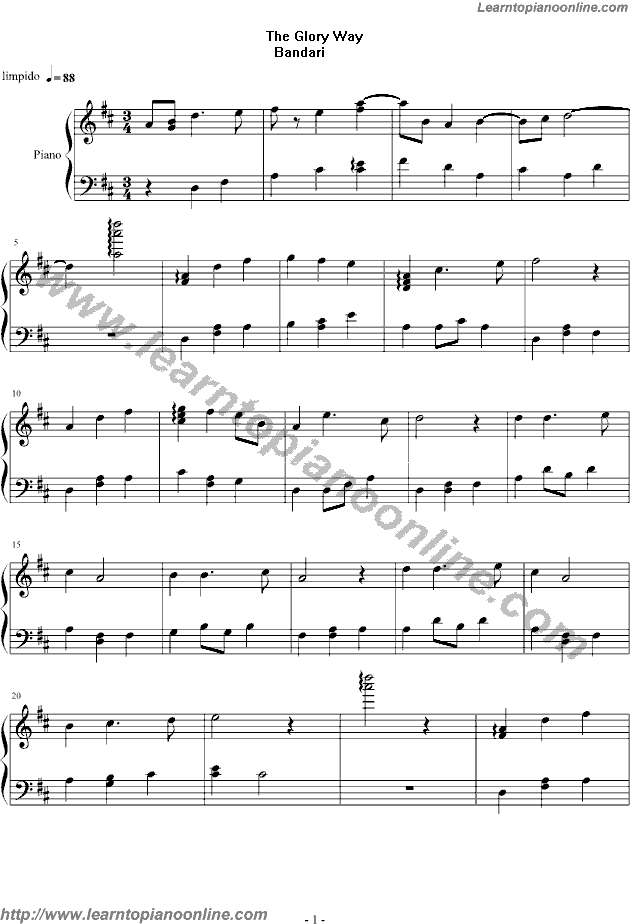 The Glory Way by Bandari Free Piano Sheet Music