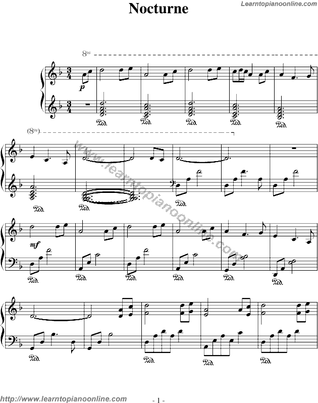 Nocturne by Secret Garden Piano Sheet Music Free