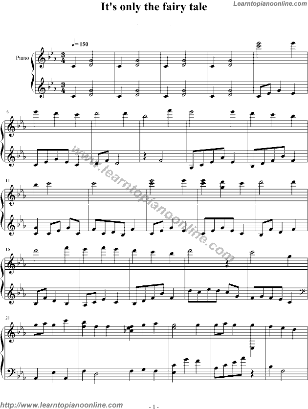 It's Only The Fairy Tale by Mai Hime Free Piano Sheet Music Chords Tabs Notes Tutorial Score