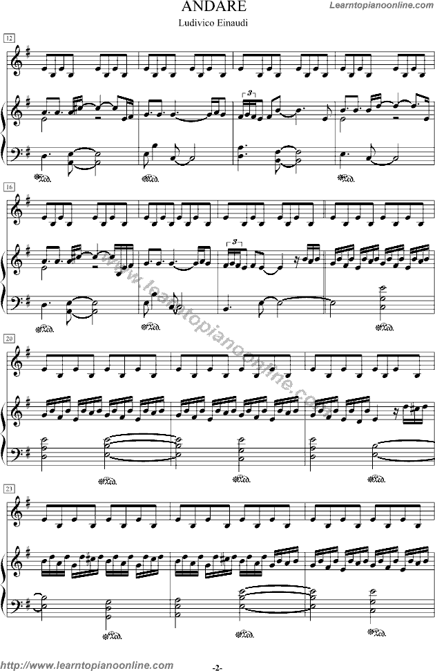 Andare by Ludivico Einaudi Piano Sheet Music Free