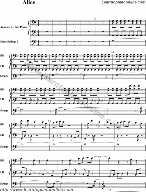 Avril Lavigne - Alice Piano Sheet Music Free