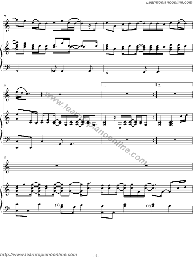 Daniel Powter - Free Loop Piano Sheet Music Free