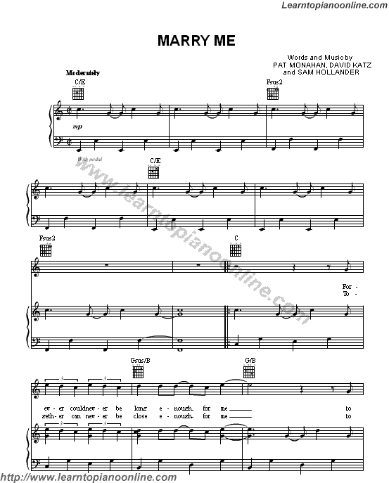 Train - Marry Me Piano Sheet Music Free