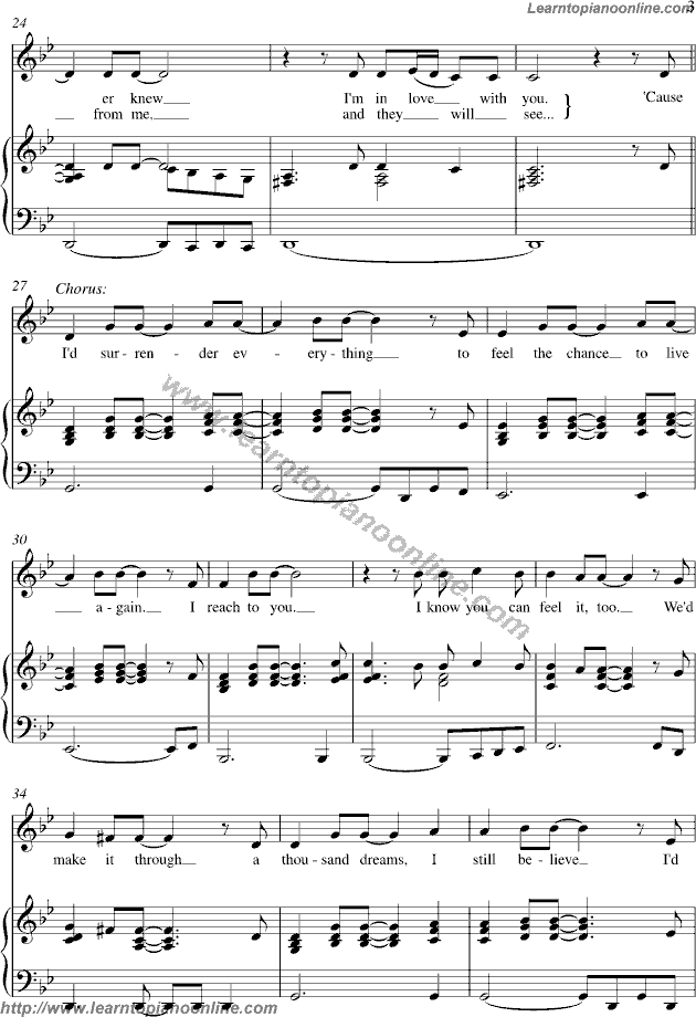 Celine Dion - I Surrender Piano Sheet Music Free