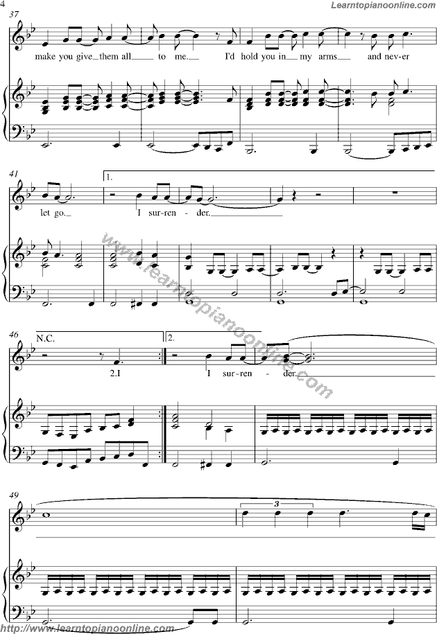 Celine Dion - I Surrender Piano Sheet Music Free